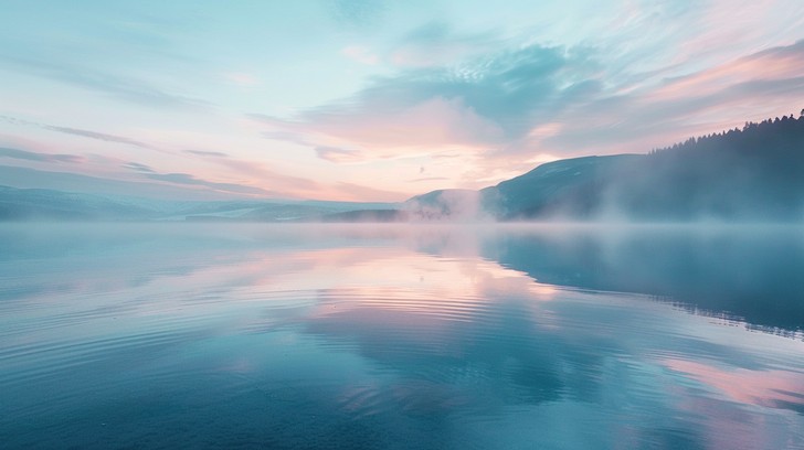 Free Misty Lake Sunrise Image - Lake, Sunrise, Mist | Download at StockCake