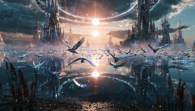 Free Alien Lake Sunset Image - Cybernetic, Bioluminescent, Alien ...