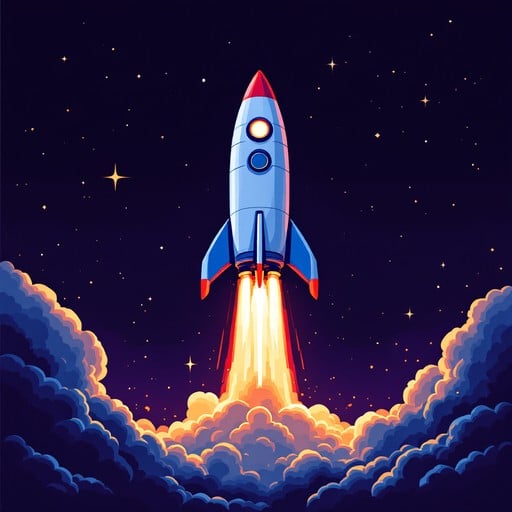 Free Pixel Rocket Launch Image | Download at StockCake