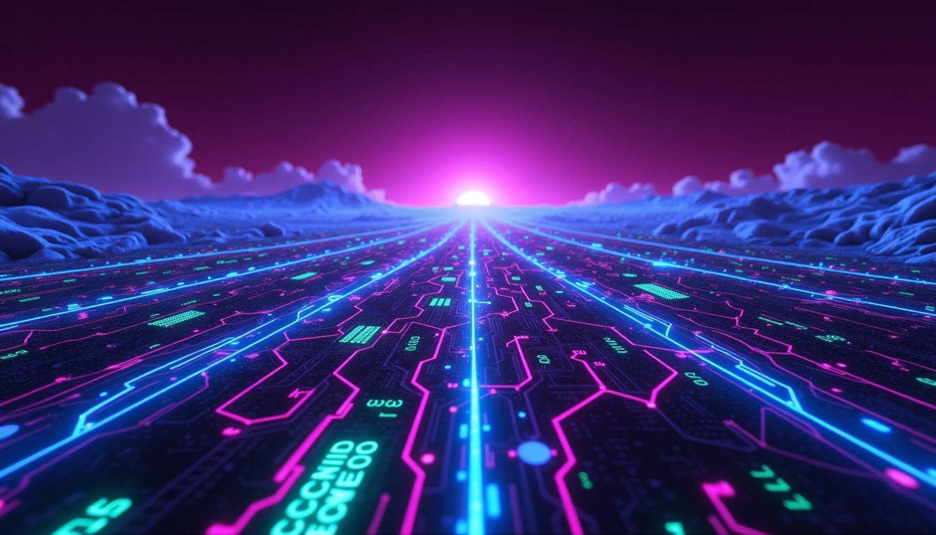 Free Neon Circuit Horizon Image - Cyberpunk, Neon, Futuristic ...