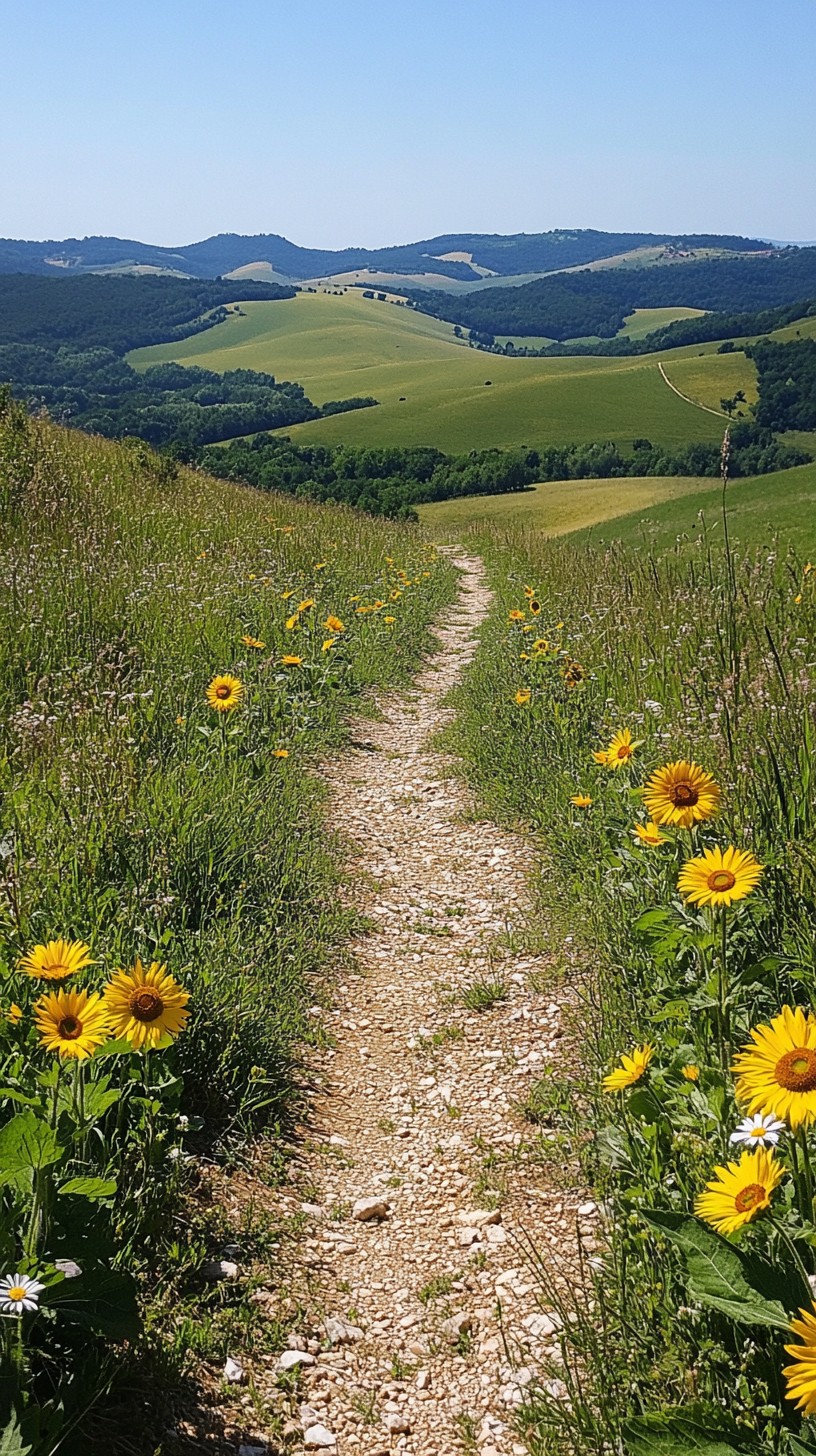 Free Sunflower Lined Path Image - Sunflowers, Path, Landscape ...