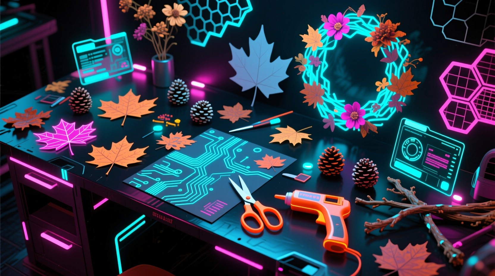 Free Neon Autumn Crafts Photo - Cyberpunk, Neon, Autumn | Download at ...