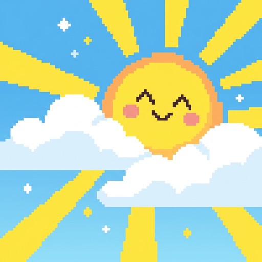 Free Happy Sun Clouds Image - Pixel, Kawaii, Sun | Download at StockCake