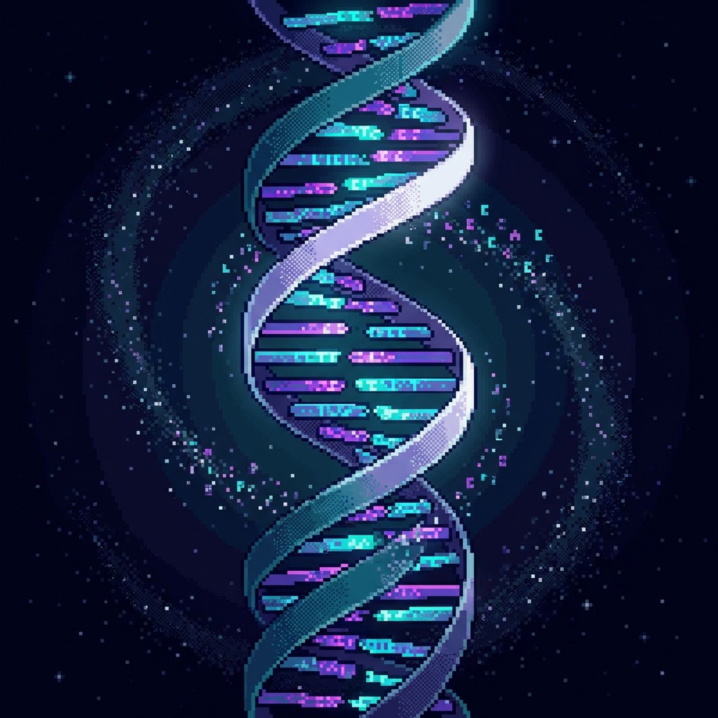 Free Cosmic DNA Helix Image - Dna, Helix, Pixel | Download at StockCake