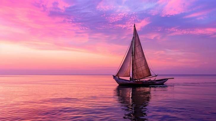 Set Sails Images Free Serene Sailboat Sunset Image - Sailboat, Sunset, Ocean | Download ...