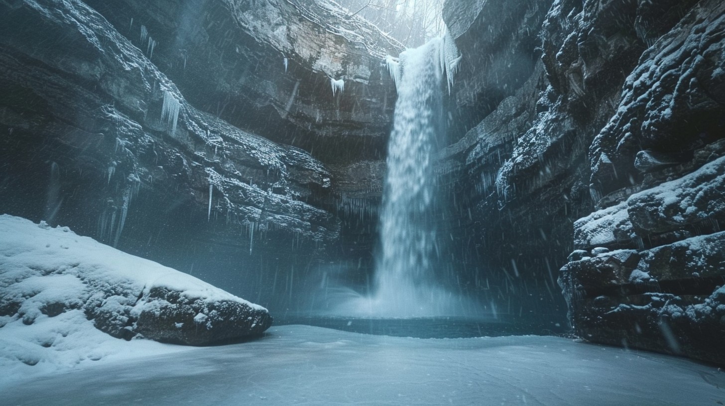 Free Wintry Waterfall Scene Image - Waterfall, Snow, Winter | Download ...