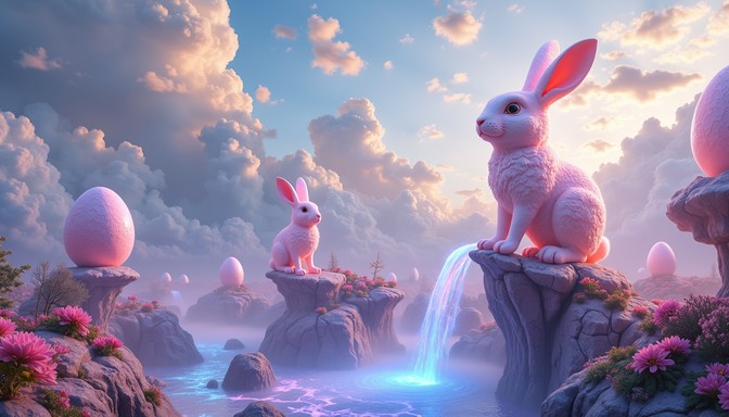 Scenery Waterfall With Rabbit Free Mystical Winter Rabbit Image - Rabbit, Winter, Fantasy | Download ...