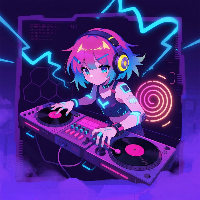 Free Neon Beat Master Image - Anime, Dj, Cyberpunk | Download at StockCake