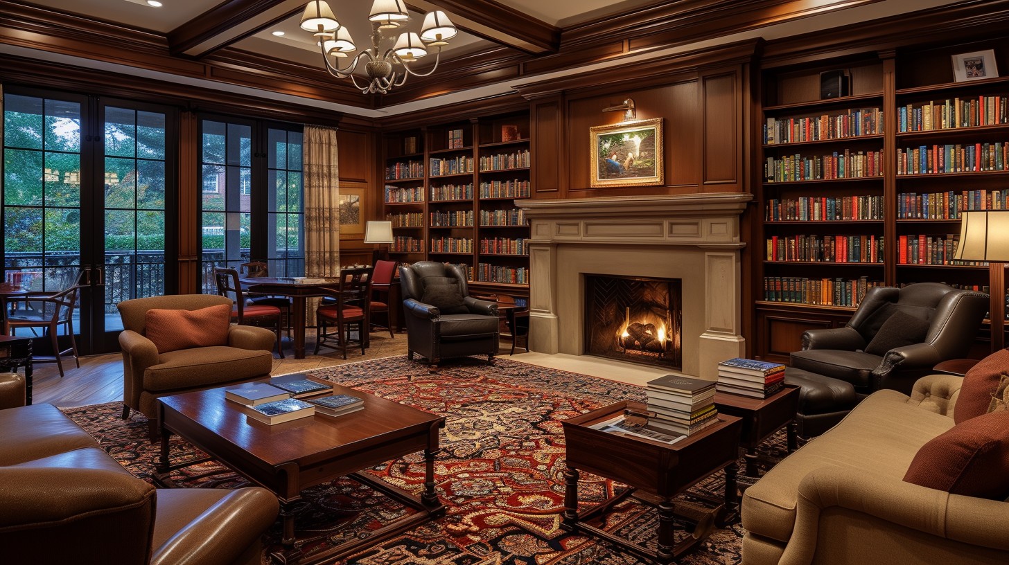 Free Elegant Library Ambiance Image - Library, Fireplace, Books ...