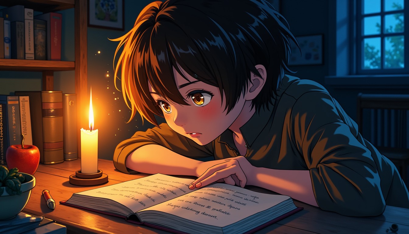 Free Midnight Writer's Flame Image - Anime, Candlelight, Writing ...