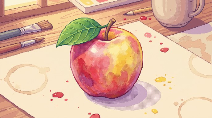 Free Pixel Watercolor Apple Image - Pixel, Watercolor, Apple | Download ...