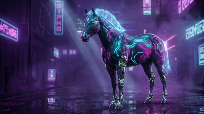 Free Cybernetic Horse Power Image - Horse, Cyberpunk, Neon | Download ...
