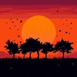 Free Pixel Perfect Sunset Image - Pixel, Sunset, Trees | Download at ...
