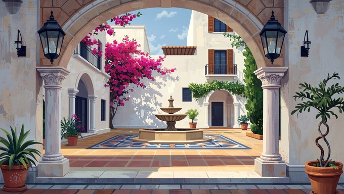 Free Mediterranean Courtyard Gateway Image - Mediterranean, Archway ...