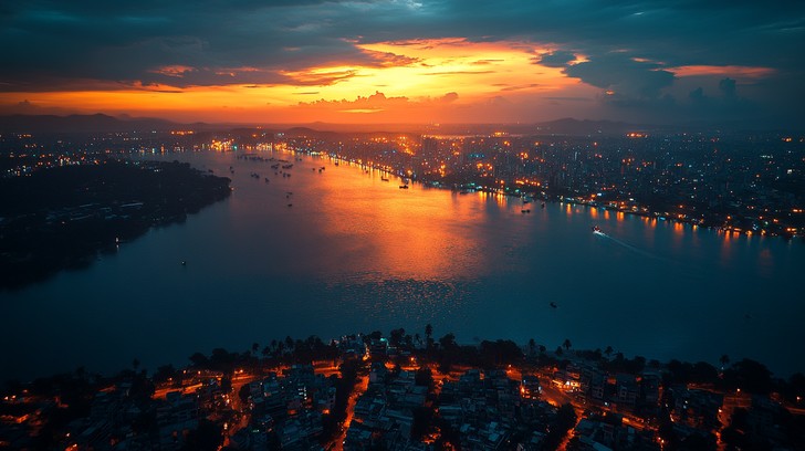 Free Sunset over river Image - Sunset, River, City | Download at StockCake
