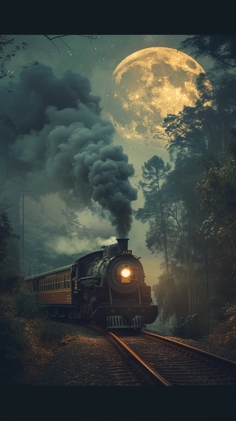 Moonlight Bridge Train Free Moonlit Train Journey Image - Moonlight, Train, Forest | Download ...