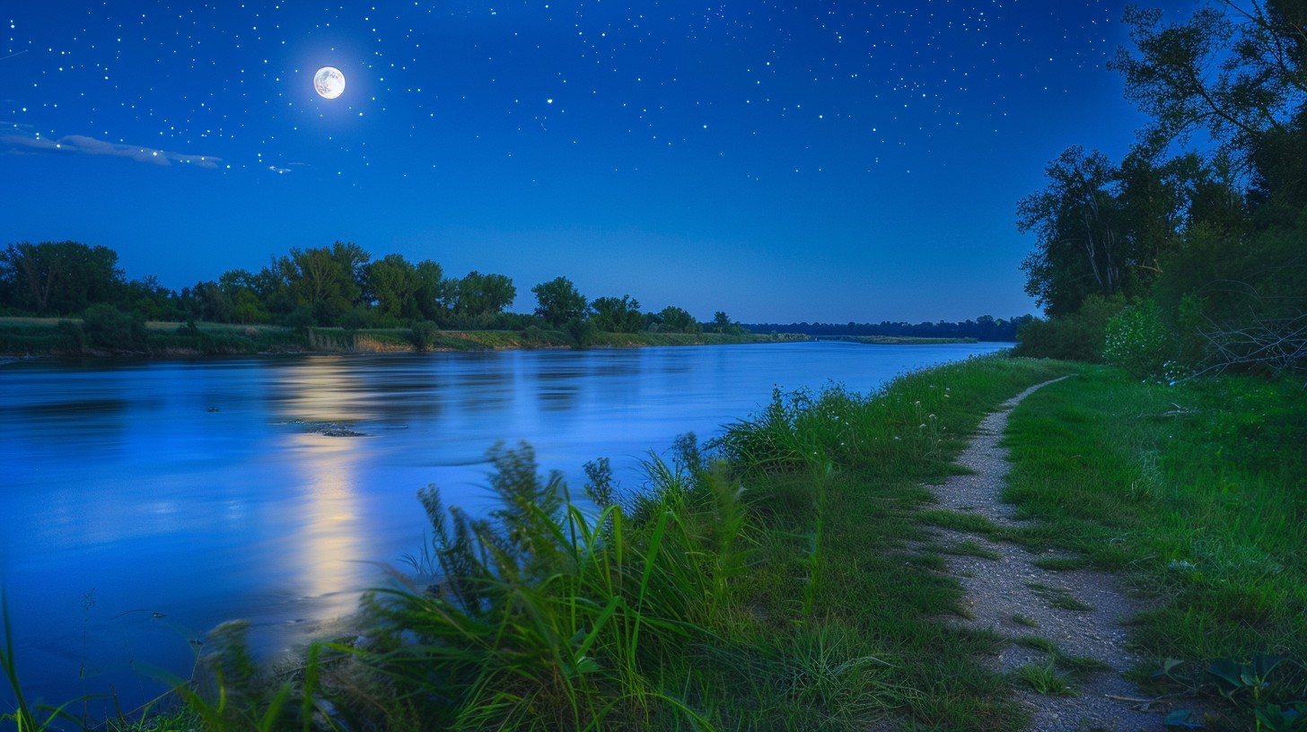 Free Moonlit River Scene Image - Moonlight, River, Trees | Download at ...