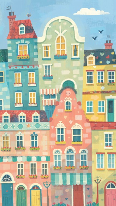Free Magical Smiling Town Image - Whimsical, Neighborhood, Illustration ...