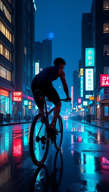 Neon Wave Riding Free Neon Night Rider Image - Cyclist, Neon, Night | Download at StockCake