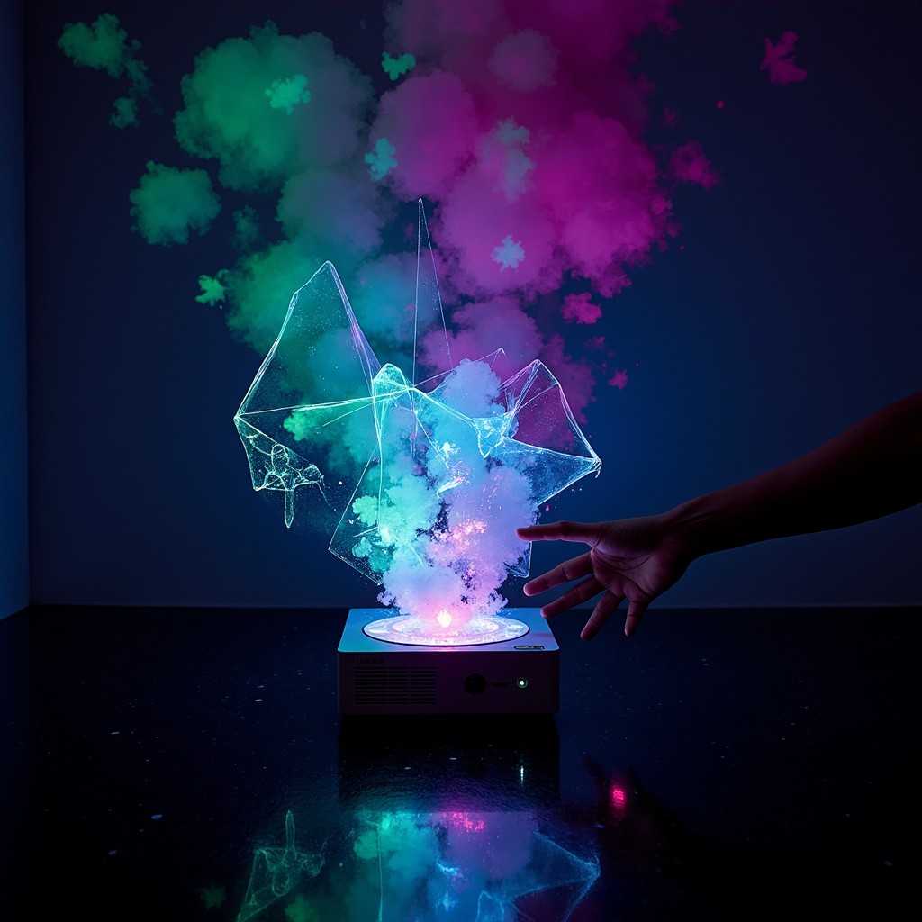 Pink Data Projector Free Prismatic Data Projection Image - Holographic, Cyberpunk, Neon ...