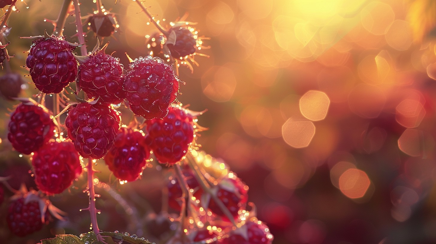 Free Glistening Raspberry Sunrise Image - Raspberries, Sunlight, Dew ...