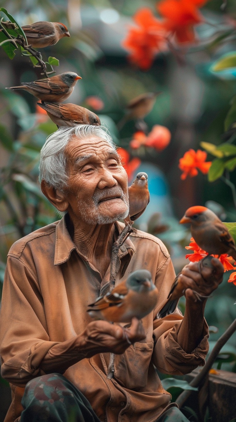 Free Elderly Man Smiling Image - Elderly, Man, Birds | Download at ...