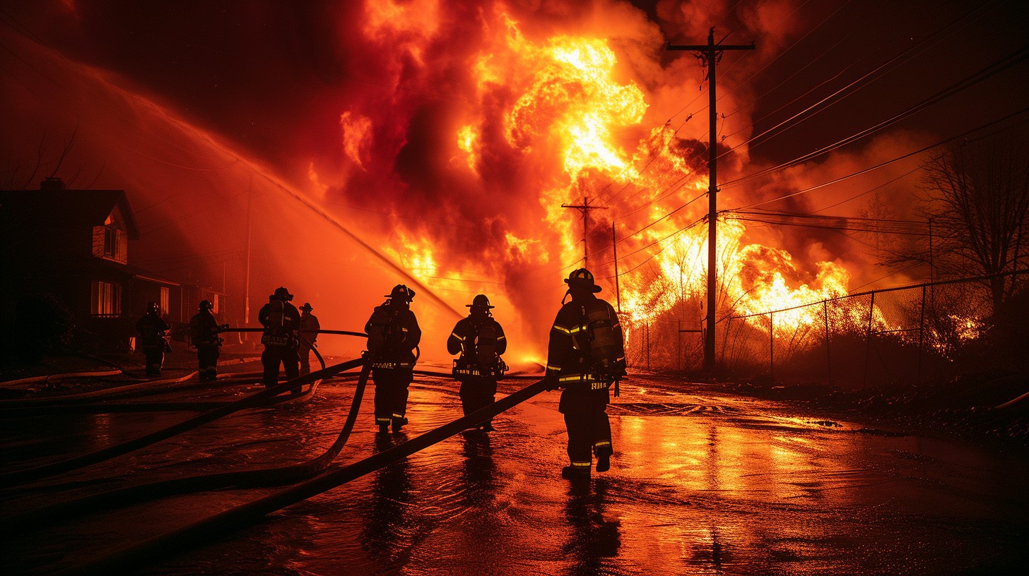 Free Intense Firefighting Effort Image - Firefighters, Inferno, Night ...