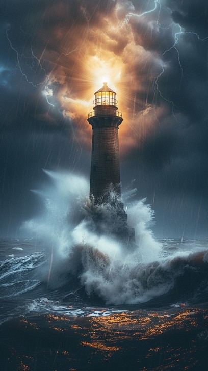 Free Lighthouse Defies Storm Image - Lighthouse, Storm, Waves ...