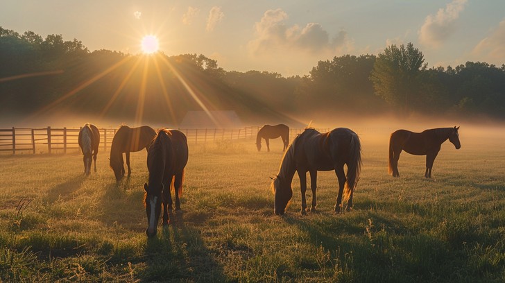 Pasture Morning Free Sunrise Pasture Grazing Image - Sunrise, Horses, Pasture ...