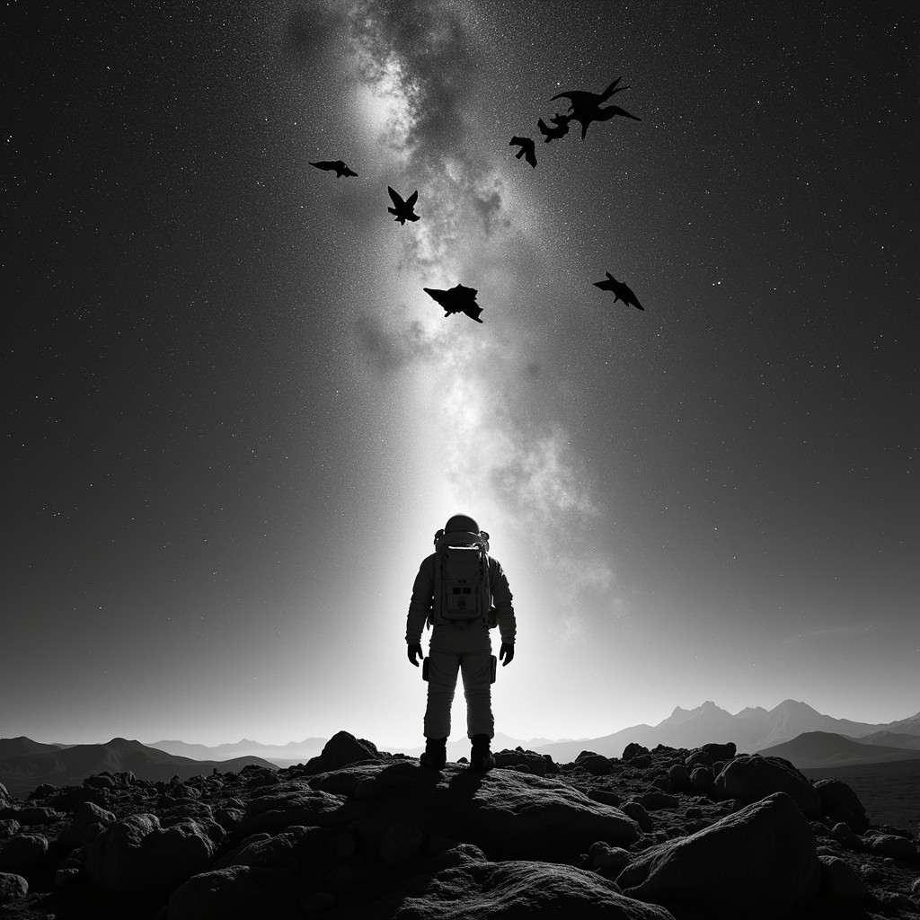 Free Solitude Among Stars Image - Astronaut, Silhouette, Cosmic ...