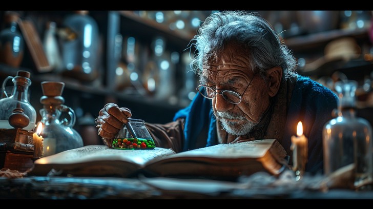 Free Alchemist Studying Potion Image - Alchemist, Elderly, Studying ...