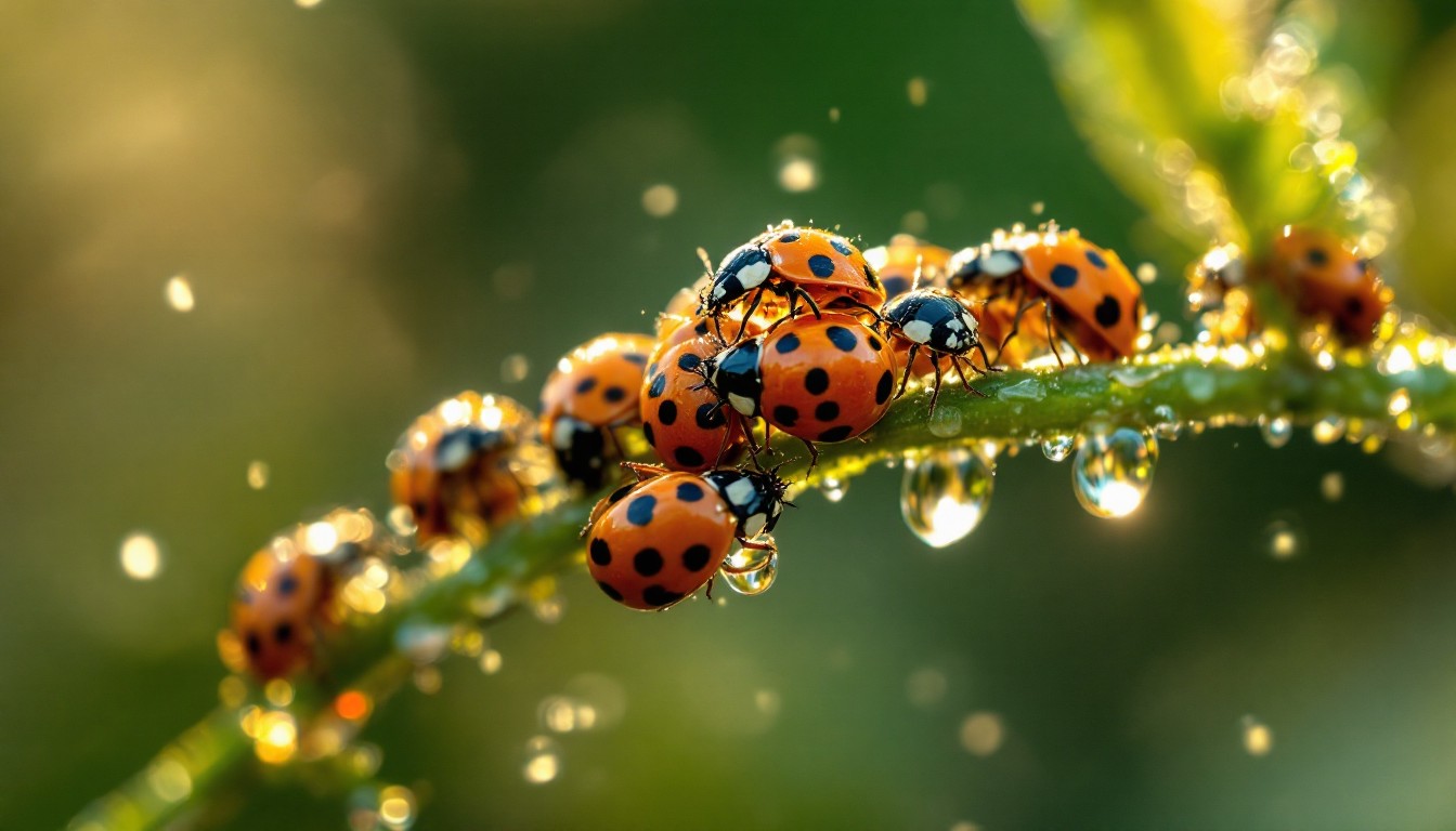 Free Dewdrop Ladybug Gathering Image - Ladybugs, Dewdrops, Macro ...