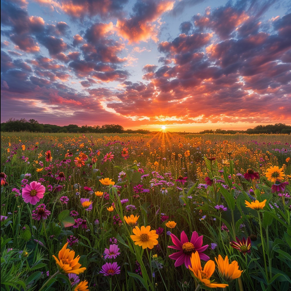 Free Sunset Flower Field Image - Sunset, Wildflowers, Sky | Download at ...