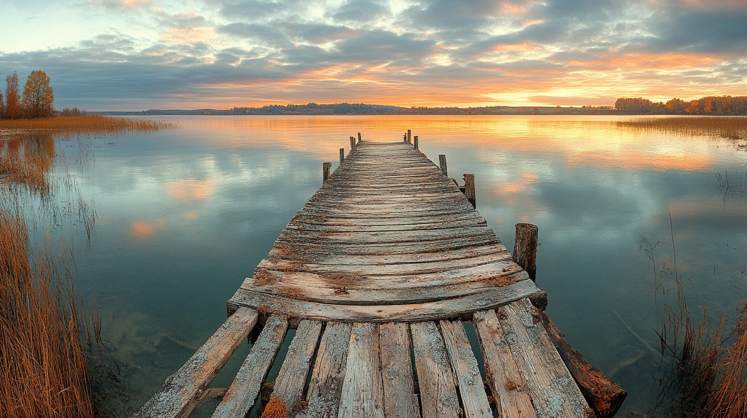 Free Sunset over lake Image - Sunset, Lake, Pier | Download at StockCake