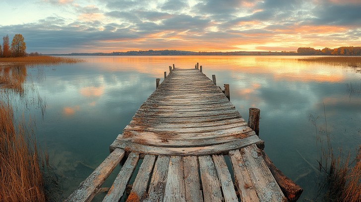 Free Sunset over lake Image - Sunset, Lake, Pier | Download at StockCake