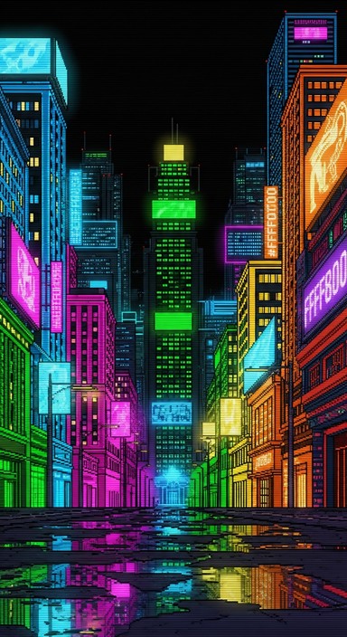 Free Neon Pixel Metropolis Image - Pixel, Neon, Cityscape | Download at ...