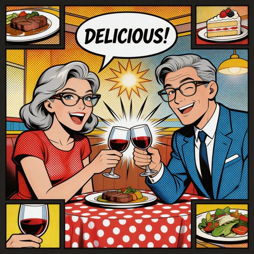 Free Romantic Dinner Celebration Image - Comic, Illustration, Retro ...