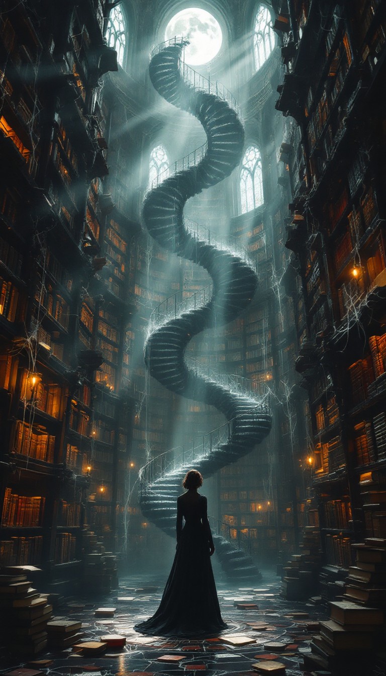 Free Mystical Library Ascends Image - Gothic, Library, Moonlight ...