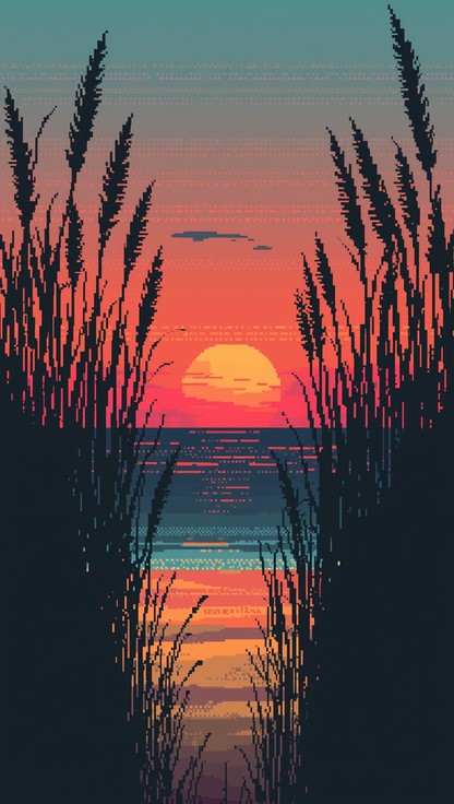 Free Pixel Sunset Serenity Image - Sunset, Beach, Ocean | Download at ...