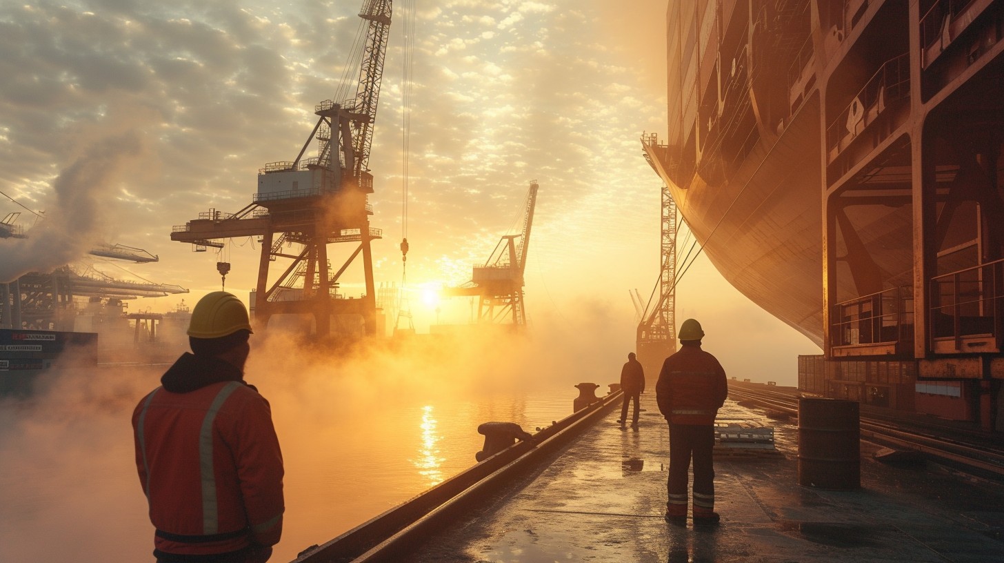 Free Sunrise Dock Workers Image - Sunrise, Workers, Docks | Download at ...