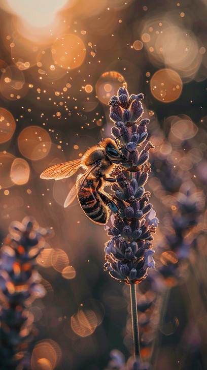 Giltering Bee Free Bee on Lavender Image - Bee, Lavender, Nature | Download at StockCake
