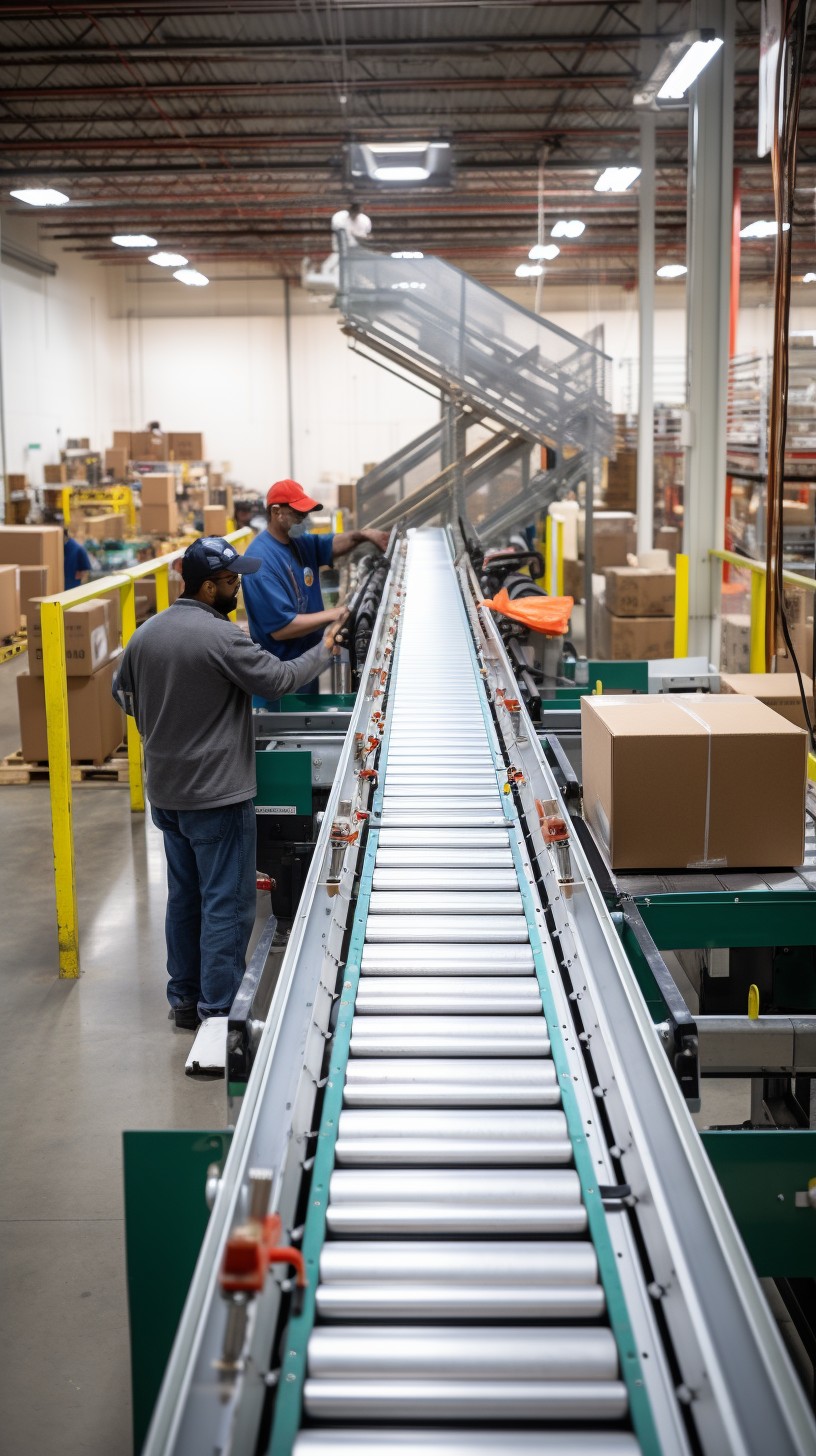 Free Efficient Packaging Line Image - Warehouse, Conveyor, Workers ...