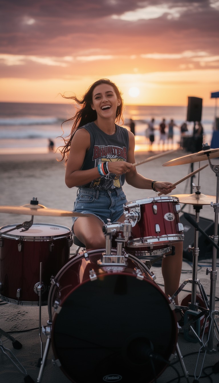 Free Beach Drummer Sunset Image - Drummer, Woman, Musician | Download ...