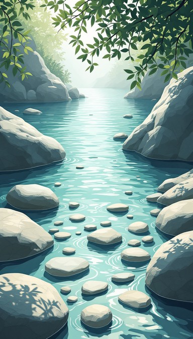 Peaceful Spring And Rocks Free Misty River Stones Image - River, Rocks, Water | Download at StockCake