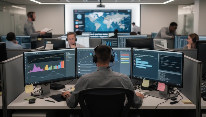 Free Call Center Technology Image - Workstation, Headset, Monitor ...