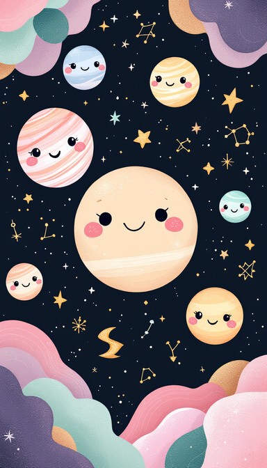 Free Kawaii Space Friends Image - Kawaii, Space, Planets | Download at ...