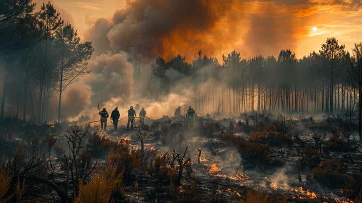 Forrest Firefighting Free Forest Fire Battle Image - Firefighters, Wildfire, Sunset ...