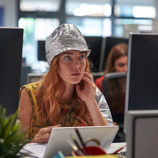 Free Aluminum Foil Hat Image - Office, Woman, Laughter | Download at ...