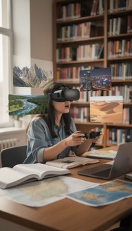 Free Virtual Geographic Adventure Image - Woman, Library, Vr | Download ...