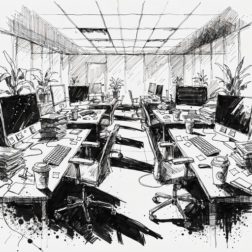 Free Busy Office Illustration Image - Illustration, Office, Workspace ...